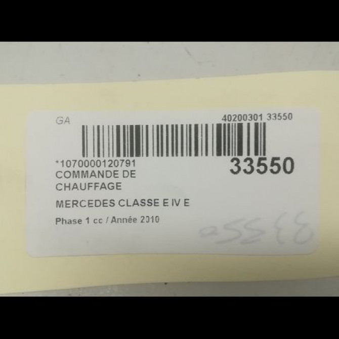 Commande de chauffage occasion MERCEDES CLASSE E IV Phase 1 03-2009->11-2012 E 350 CDI 231ch 2129008711 3