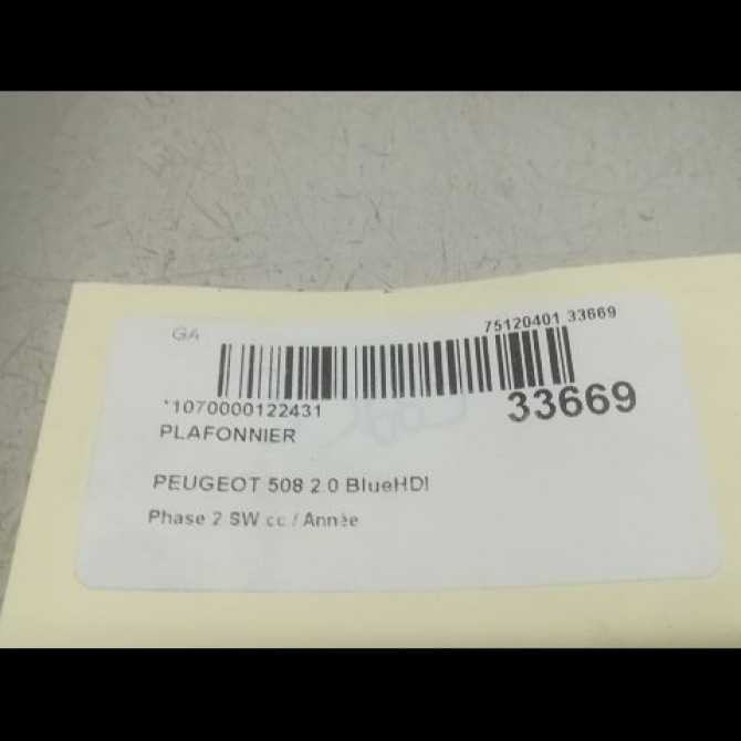 Plafonnier occasion PEUGEOT 508 Phase 2 SW 06-2014->... 2.0 BlueHDI 180ch 98027666XT 3