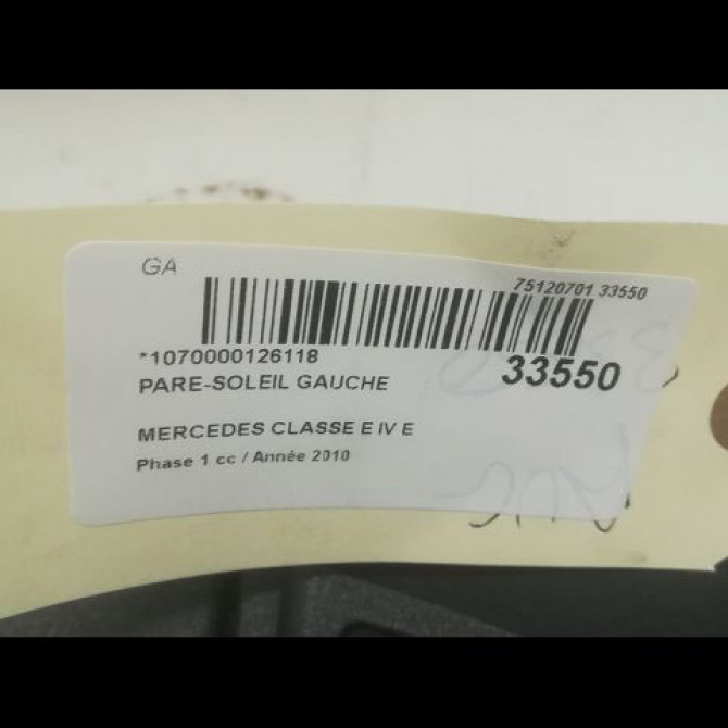 Pare-soleil gauche occasion MERCEDES CLASSE E IV Phase 1 03-2009->11-2012 E 350 CDI 231ch 20781003108Q05 3
