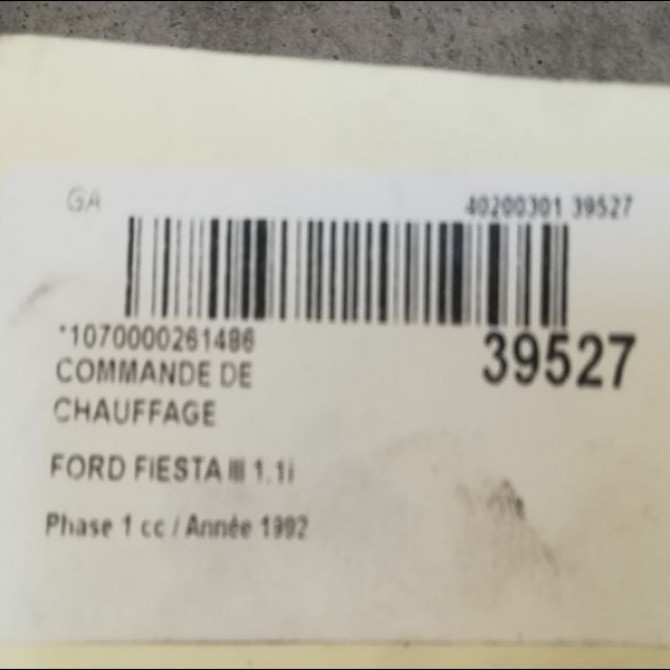 Commande de chauffage occasion FORD FIESTA III Phase 1 03-1989->01-1994 1.8 D 2