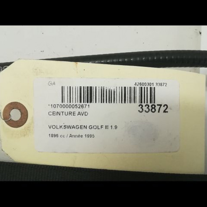 Ceinture avant droite occasion VOLKSWAGEN GOLF III Phase 1 01-1992->12-1997 1.9 TDI 90ch 1H3857706AB41 5
