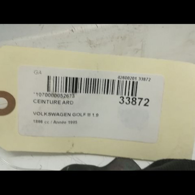 Ceinture arrière droite occasion VOLKSWAGEN GOLF III Phase 1 01-1992->12-1997 1.9 TDI 90ch 1H3857805AB41 4