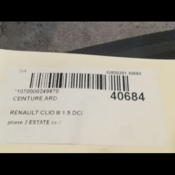 Ceinture arrière droite occasion RENAULT CLIO III phase 2 ESTATE 03-2009->12-2014 1.5 DCI 75ch 8200838238 4