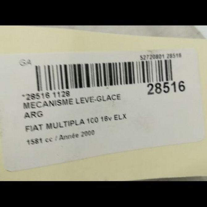 Mecanisme leve-glace arrière gauche occasion FIAT MULTIPLA Phase 1 01-1999->09-2004 46510762 3