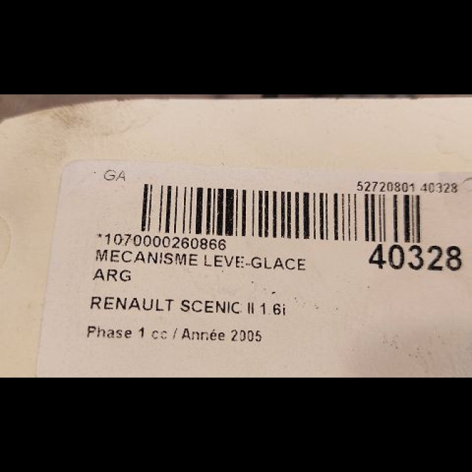 Mecanisme leve-glace arrière gauche occasion RENAULT SCENIC II Phase 1 03-2004->09-2006 1.6i 110ch 8200636812 3