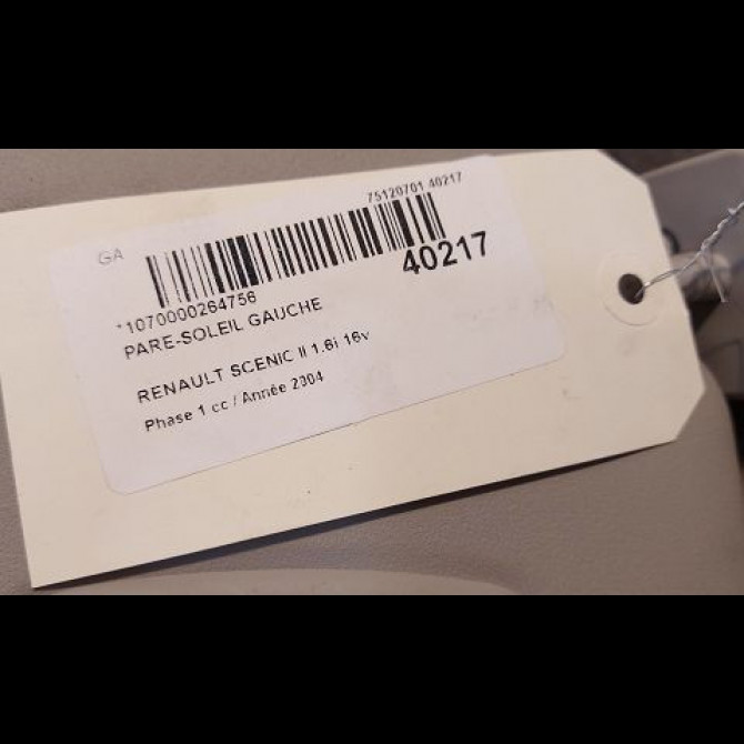 Pare-soleil gauche occasion RENAULT SCENIC II Phase 1 03-2004->09-2006 1.6i 16v 8200246824 3