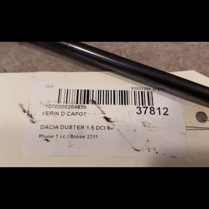 Verin d capot occasion DACIA DUSTER Phase 1 03-2010->12-2013 1.5 DCI 8v 110ch 2