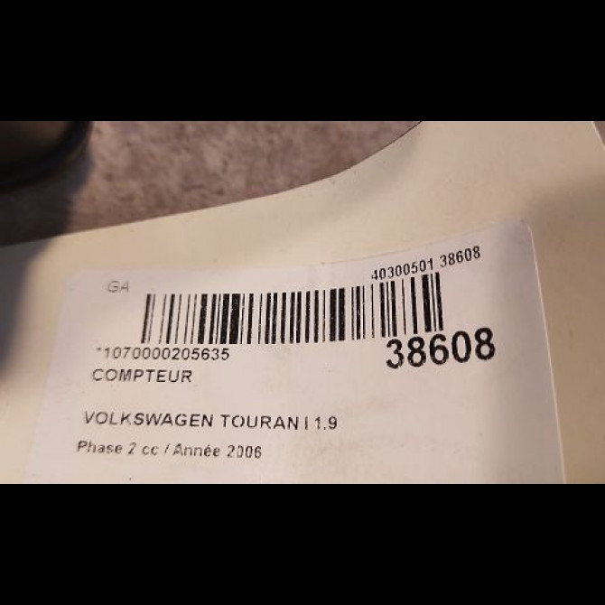 Compteur occasion VOLKSWAGEN TOURAN I Phase 2 11-2006->09-2010 1.9 TDI 105ch 1T0920863EXZ02 3