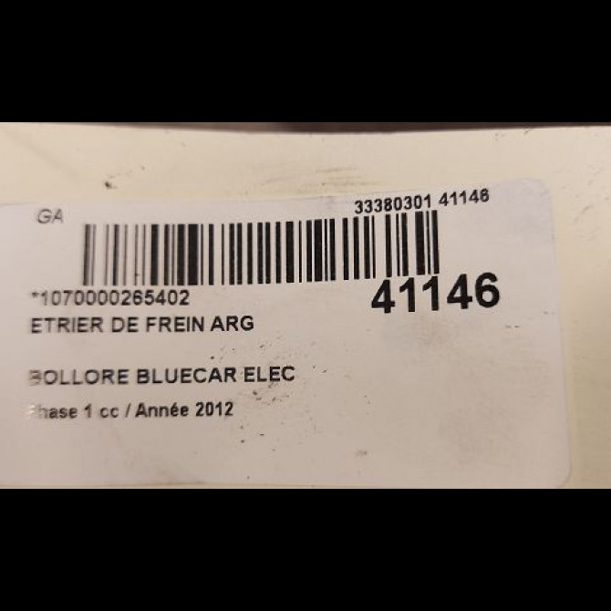 Etrier de frein arrière gauche occasion BOLLORE BLUECAR Phase 1 01-2011->... ELEC 3