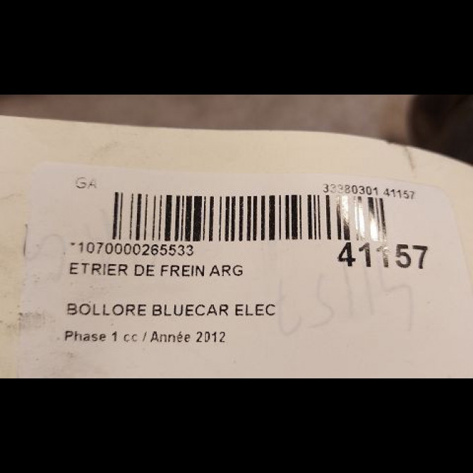 Etrier de frein arrière gauche occasion BOLLORE BLUECAR Phase 1 01-2011->... ELEC 3