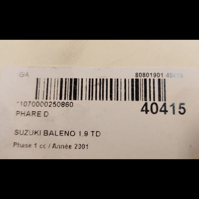 Phare droit occasion SUZUKI BALENO Phase 1 10-1996->02-2002 1.9 TD 3