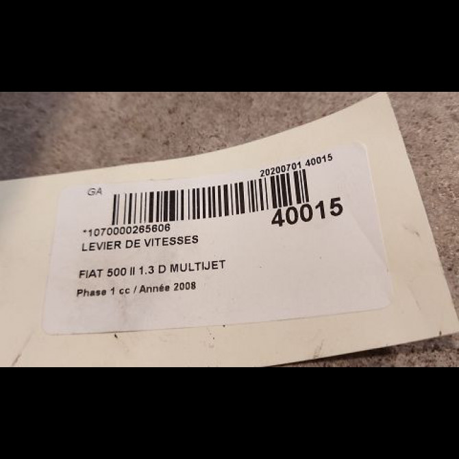 Levier de vitesses occasion FIAT 500 II 500 II Phase 1 2007-07-01->2016-03-31 1.3 D MULTIJET 16v 75ch 55345028 3