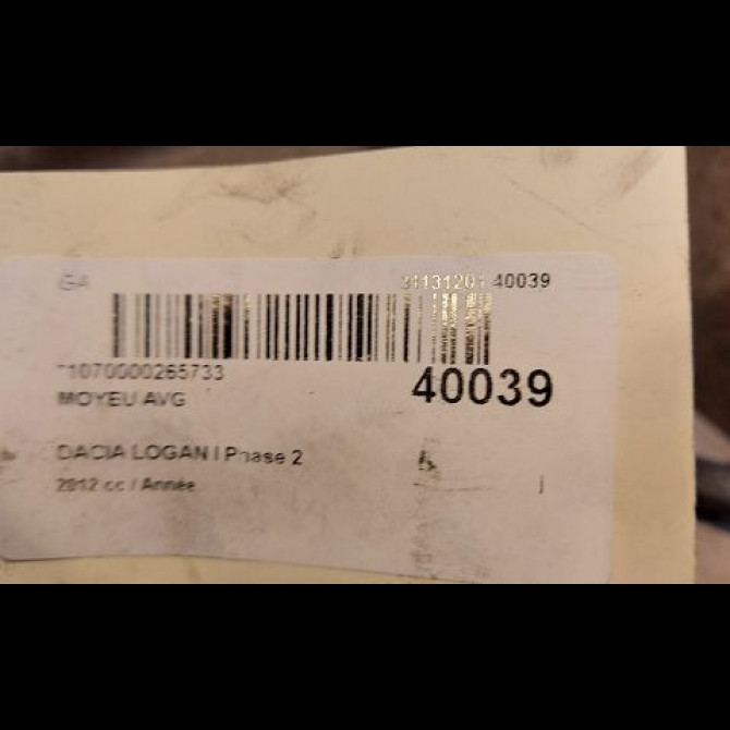 Moyeu avg occasion DACIA LOGAN I Phase 2 07-2008->12-2012 402102977R 3