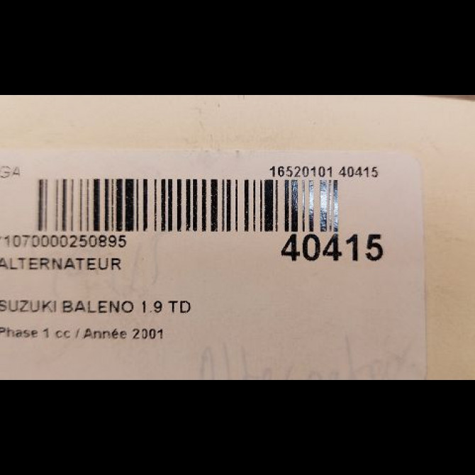 Alternateur occasion SUZUKI BALENO Phase 1 10-1996->02-2002 1.9 TD 4