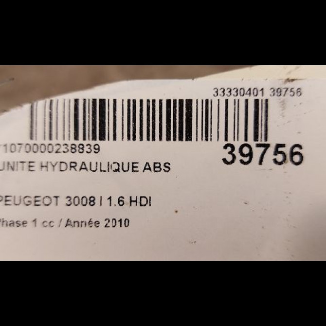 Unité hydraulique ABS occasion PEUGEOT 3008 I Phase 1 04-2009->12-2013 1.6 HDI 110ch 4541QH 3