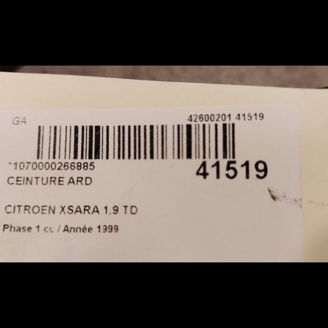 Ceinture arrière droite occasion CITROEN XSARA Phase 1 02-1998->09-2000 1.9 TD 8973V1 4