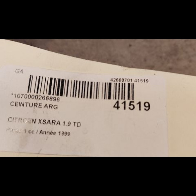 Ceinture arrière gauche occasion CITROEN XSARA Phase 1 02-1998->09-2000 1.9 TD 8973T9 4