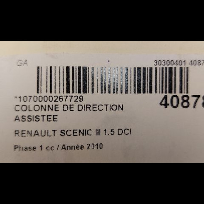Colonne de direction assistee occasion RENAULT SCENIC III Phase 1 04-2009->11-2011 1.5 DCI 105ch 488104973R 3