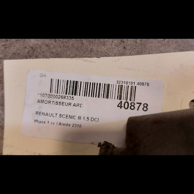 Amortisseur arrière droit occasion RENAULT SCENIC III Phase 1 04-2009->11-2011 1.5 DCI 105ch 562100018R 2