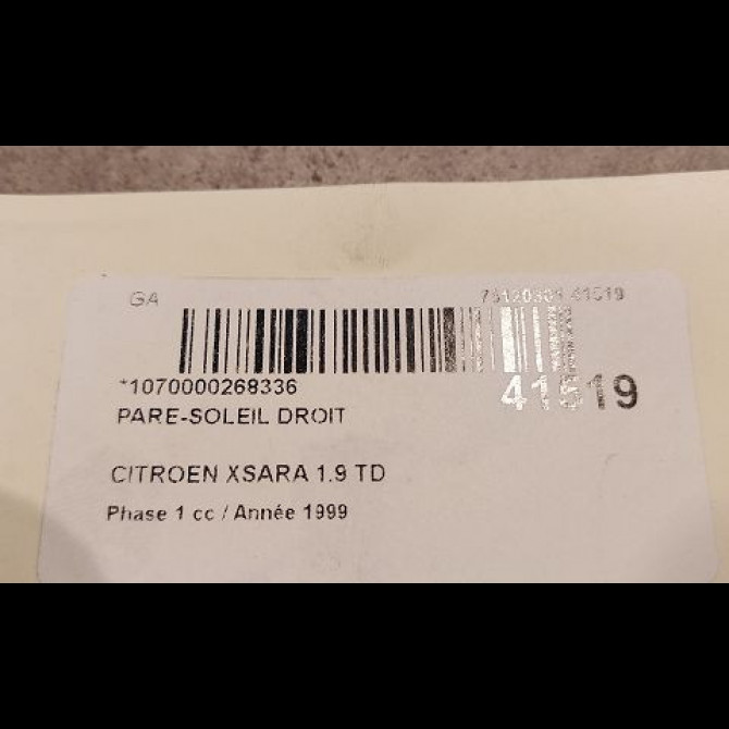 Pare-soleil droit occasion CITROEN XSARA Phase 1 02-1998->09-2000 1.9 TD 8143X5 3