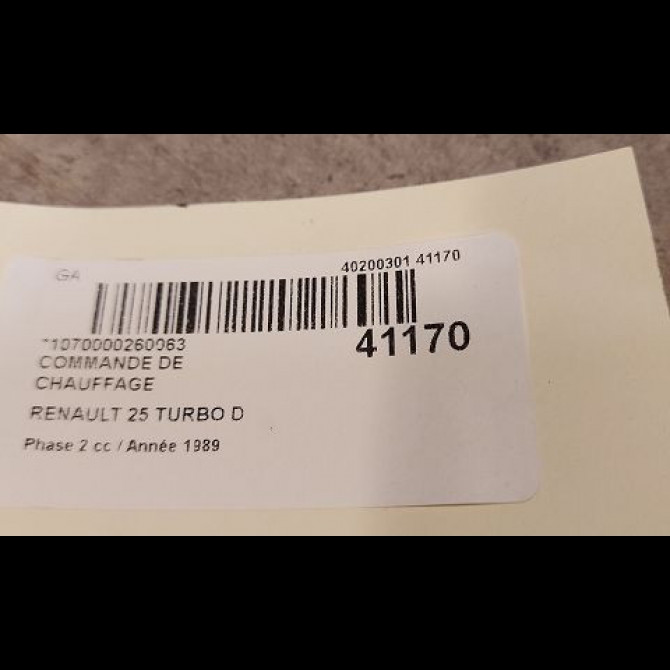 Commande de chauffage occasion RENAULT 25 Phase 2 07-1988->06-1992 TURBO D 7701032221 2