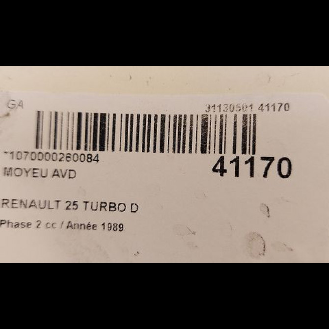 Moyeu avd occasion RENAULT 25 Phase 2 07-1988->06-1992 TURBO D 7700715149 3