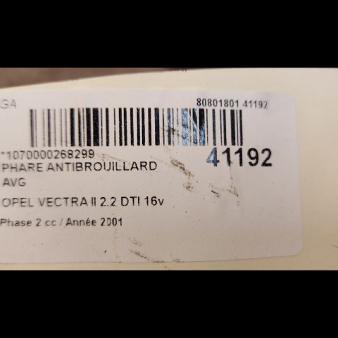 Phare antibrouillard avant gauche occasion OPEL VECTRA II Phase 2 02-1999->06-2002 2.2 DTI 16v 9119511 3