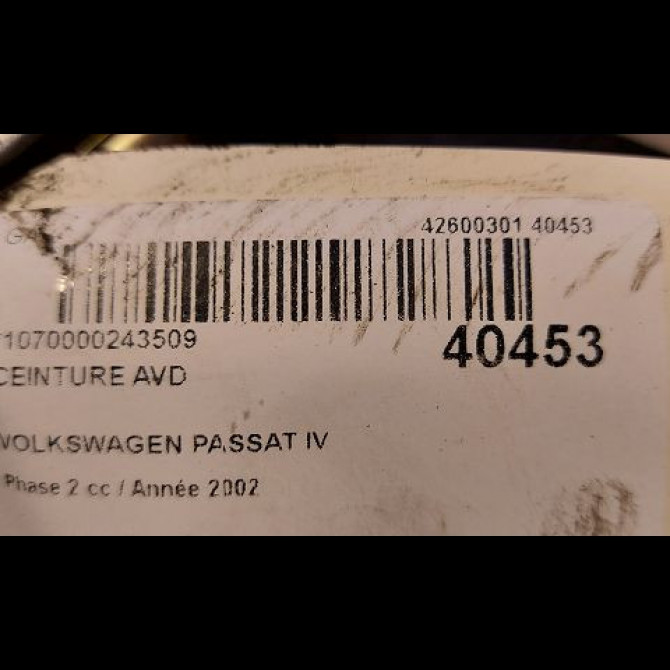 Ceinture avant droite occasion VOLKSWAGEN PASSAT IV Phase 2 10-2000->03-2005 1.9 TDI 100ch 3B1857706HHCQ 4