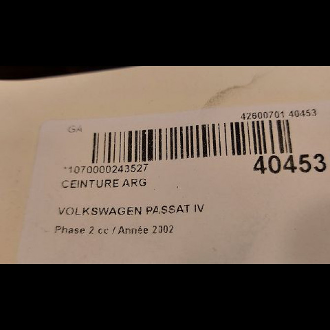 Ceinture arrière gauche occasion VOLKSWAGEN PASSAT IV Phase 2 10-2000->03-2005 1.9 TDI 100ch 3B5857805DHCP 4