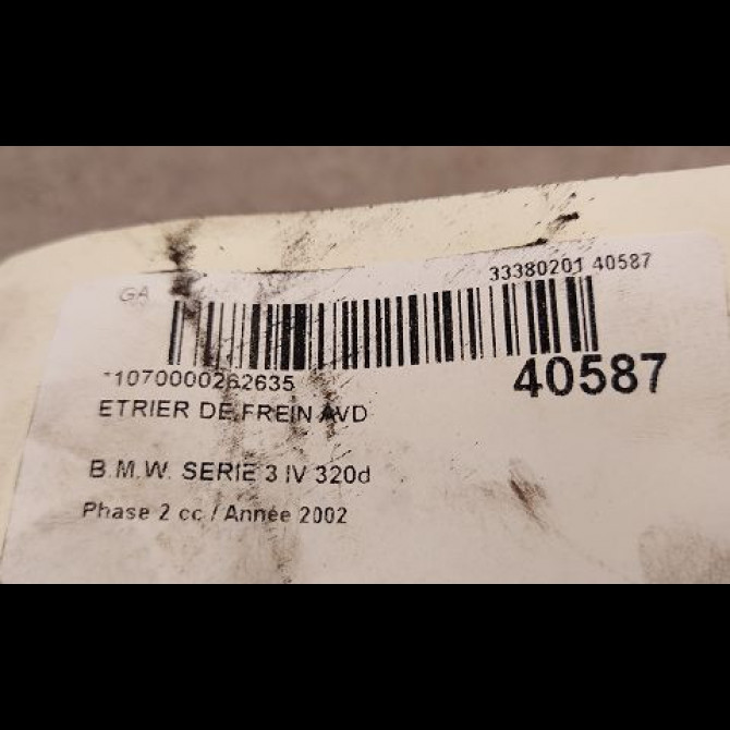 Etrier de frein avant droit occasion B.M.W. SERIE 3 IV Phase 2 09-2001->03-2005 320d 3
