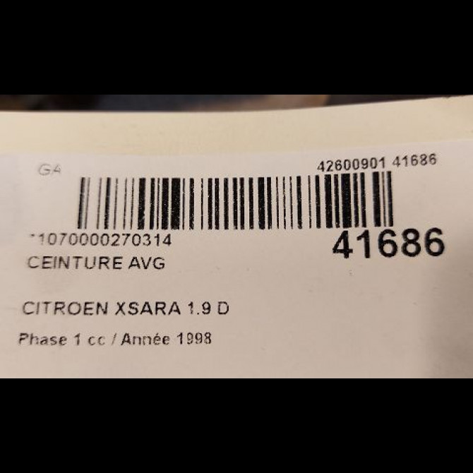 Ceinture avant gauche occasion CITROEN XSARA Phase 1 02-1998->09-2000 1.9 D 8973T8 4
