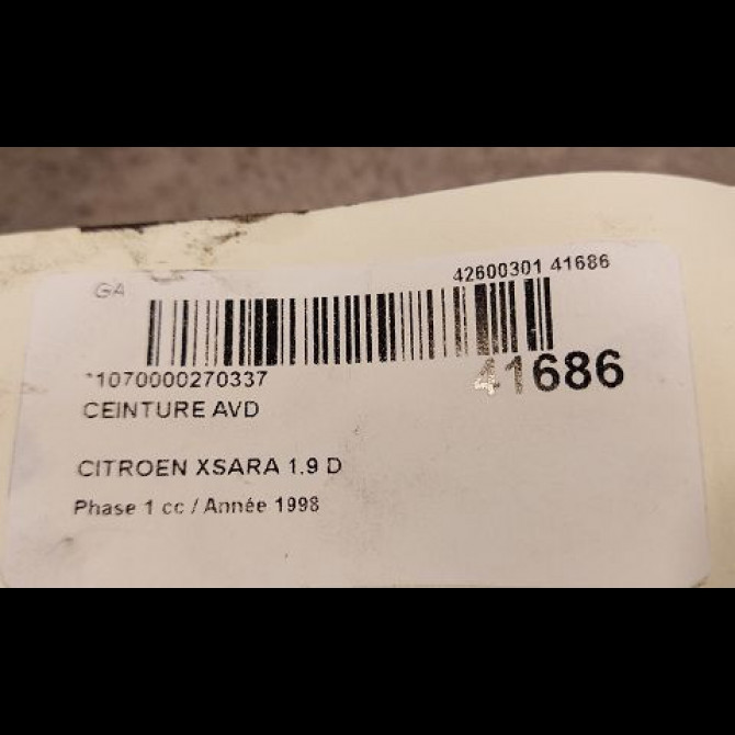 Ceinture avant droite occasion CITROEN XSARA Phase 1 02-1998->09-2000 1.9 D 8973T8 4