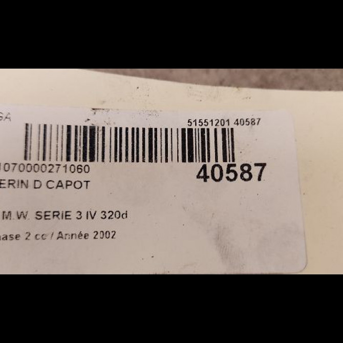 Verin d capot occasion B.M.W. SERIE 3 IV Phase 2 09-2001->03-2005 320d 2