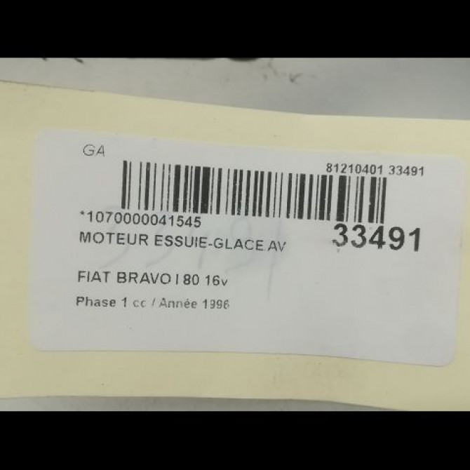 Moteur essuie-glace avant occasion FIAT BRAVO I Phase 1 09-1995->12-2001 80 16v 9948456 4