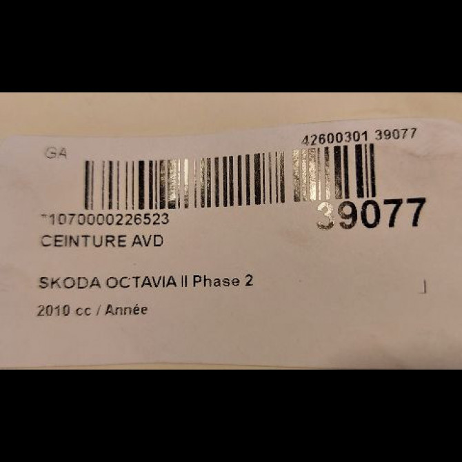 Ceinture avant droite occasion SKODA OCTAVIA II Phase 2 10-2008->01-2013 1Z0857702CZAB 5