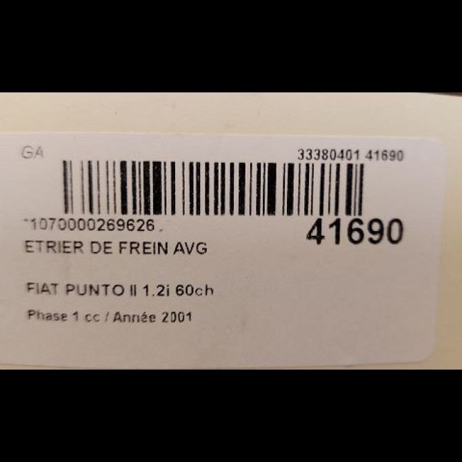 Etrier de frein avant gauche occasion FIAT PUNTO II Phase 1 10-1999->05-2003 1.2i 60ch 9946103 3