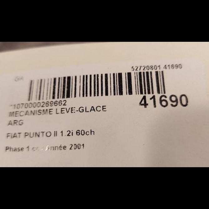 Mecanisme leve-glace arrière gauche occasion FIAT PUNTO II Phase 1 10-1999->05-2003 1.2i 60ch 46536308 3