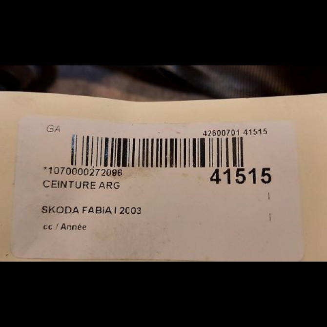 Ceinture arrière gauche occasion SKODA FABIA I 6Y6857447FHCP 4
