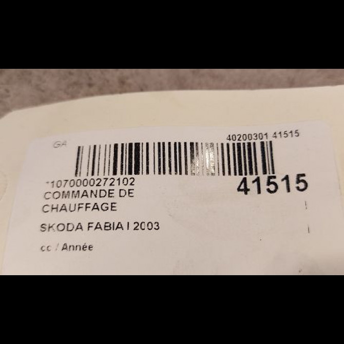 Commande de chauffage occasion SKODA FABIA I 3