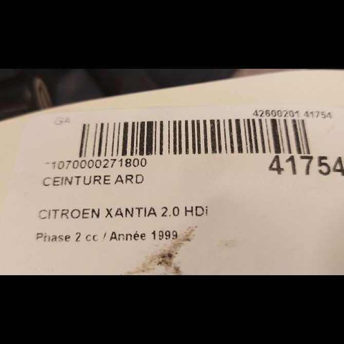 Ceinture arrière droite occasion CITROEN XANTIA Phase 2 12-1997->06-2001 2.0 HDi 110ch 8972TN 3