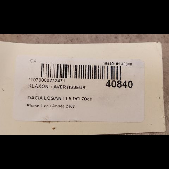 Klaxon  / avertisseur occasion DACIA LOGAN I Phase 1 06-2005->06-2008 1.5 DCI 70ch 3