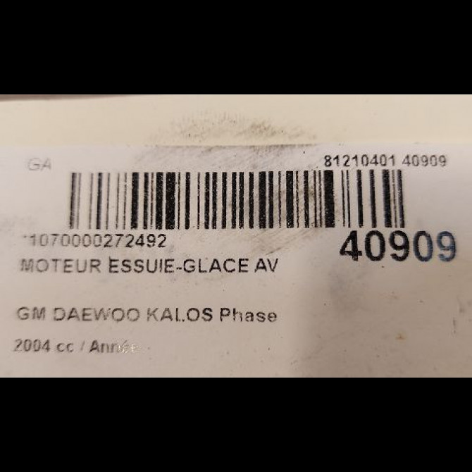 Moteur essuie-glace avant occasion GM DAEWOO KALOS Phase 1 09-2002->12-2004 96540503 2