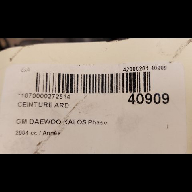 Ceinture arrière droite occasion GM DAEWOO KALOS Phase 1 09-2002->12-2004 96448885 2