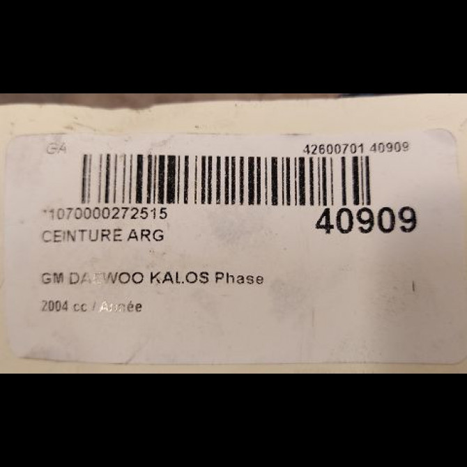Ceinture arrière gauche occasion GM DAEWOO KALOS Phase 1 09-2002->12-2004 96448883 4