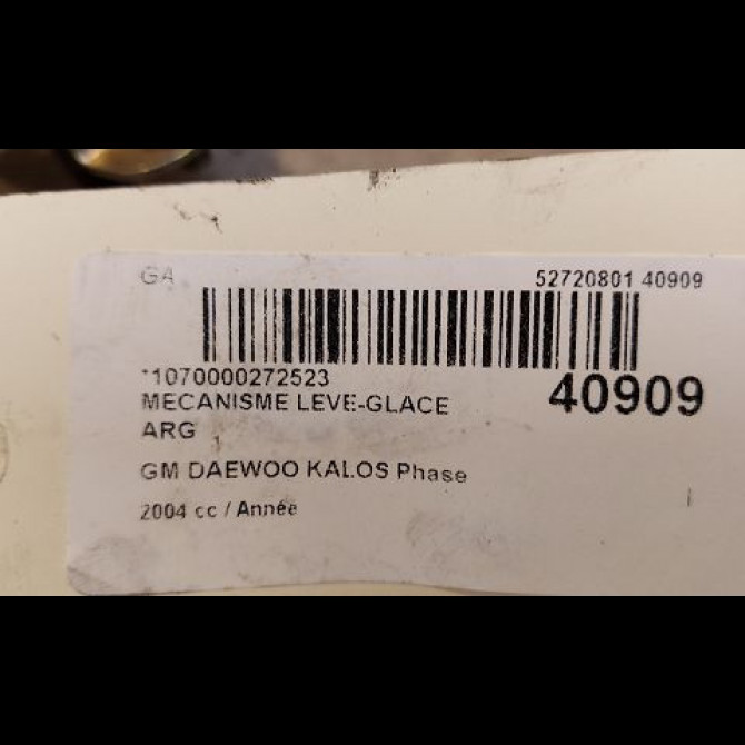 Mecanisme leve-glace arrière gauche occasion GM DAEWOO KALOS Phase 1 09-2002->12-2004 94567366 3