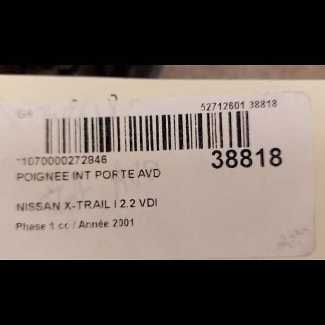 Poignee int porte avd occasion NISSAN X-TRAIL I Phase 1 07-2001->12-2003 2.2 VDI 114ch 806708H602 3