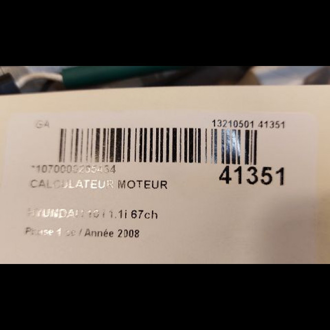 Calculateur moteur occasion HYUNDAI I 10 I Phase 1 03-2008->12-2010 1.1i 67ch 3911002ID0 6