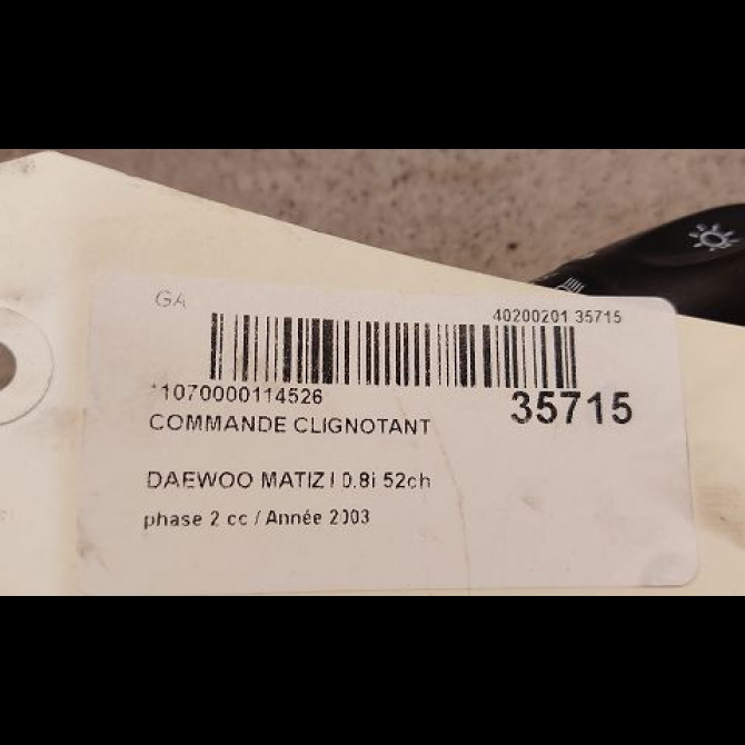 Commande clignotant occasion DAEWOO MATIZ I phase 2 01-2001->12-2004 0.8i 52ch 96242526 3