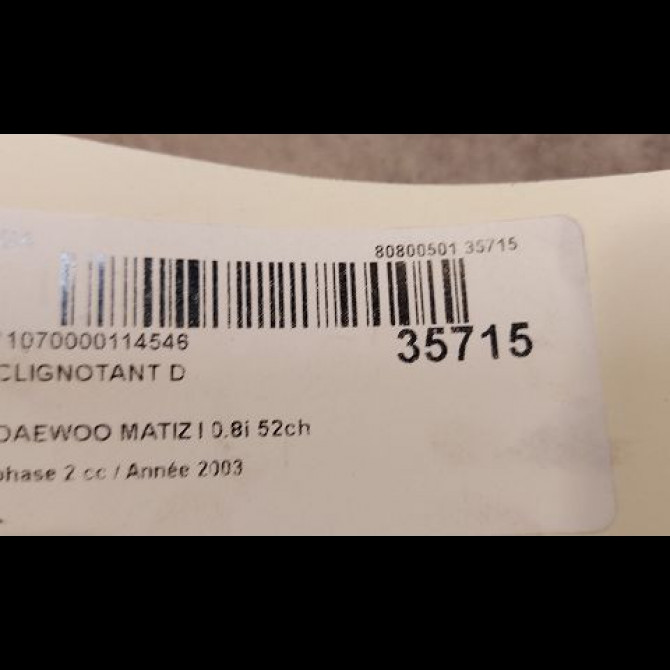 Clignotant droit occasion DAEWOO MATIZ I phase 2 01-2001->12-2004 0.8i 52ch 96563487 3