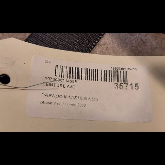 Ceinture avant droite occasion DAEWOO MATIZ I phase 2 01-2001->12-2004 0.8i 52ch 96393547 4